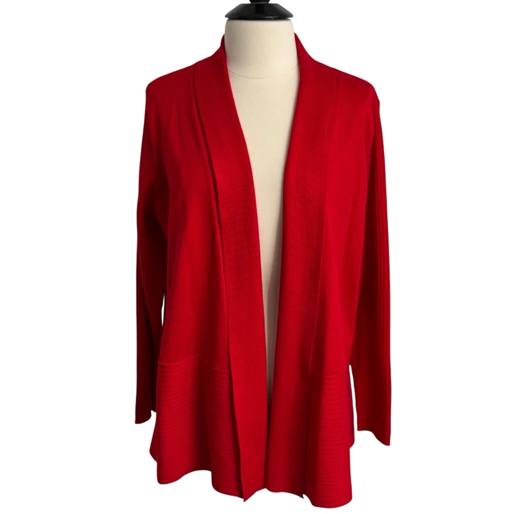 Avenue Women's Long‎ Sleeve Knit Open-Front Cardigan Sweater, Red, Size 18/20
